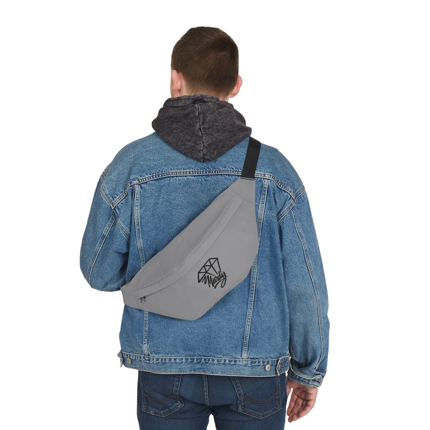 Large Fanny Pack — Gray Diamond 'Murdy' Logo Waist Bag