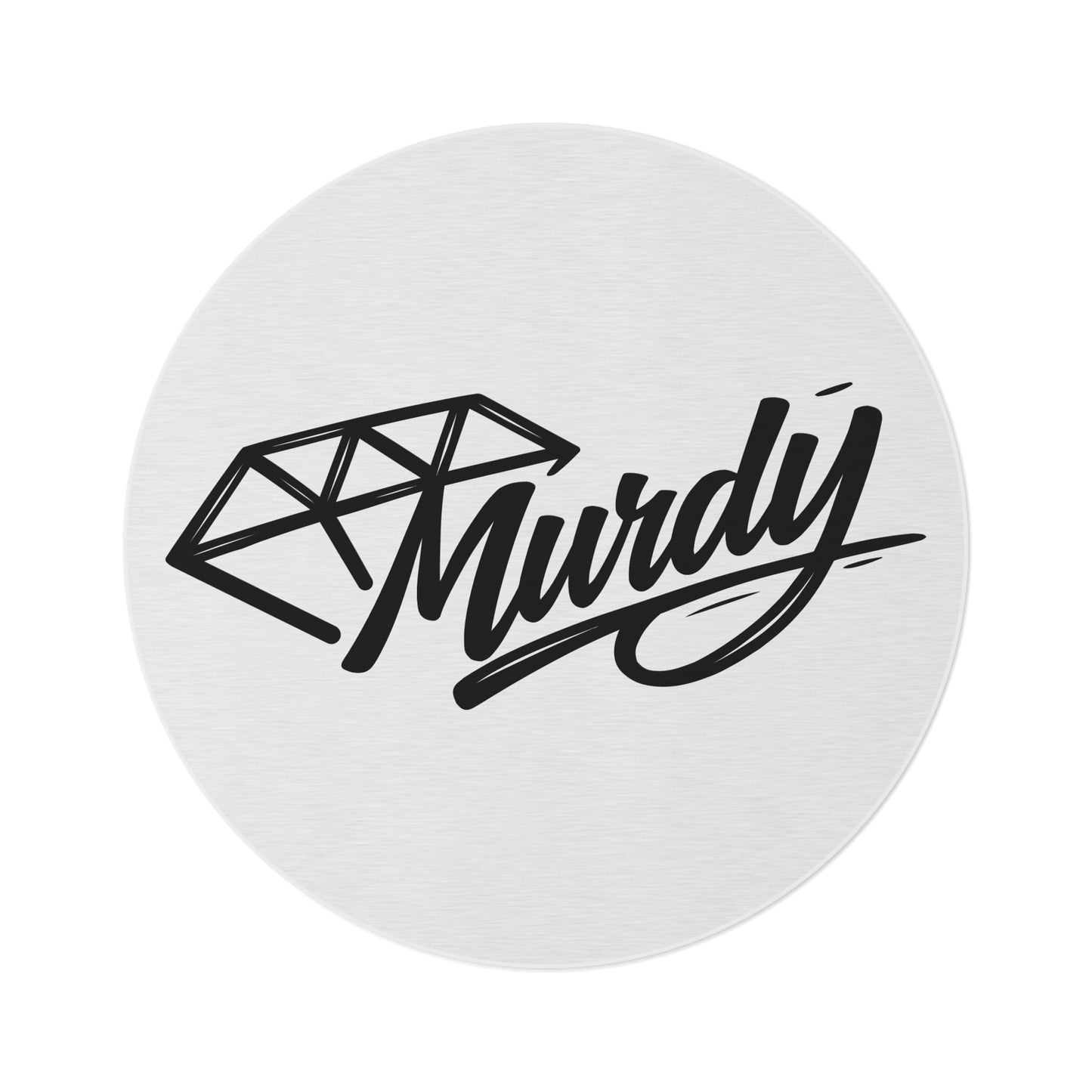 Murdy Diamond Script Round Rug – Modern Monochrome